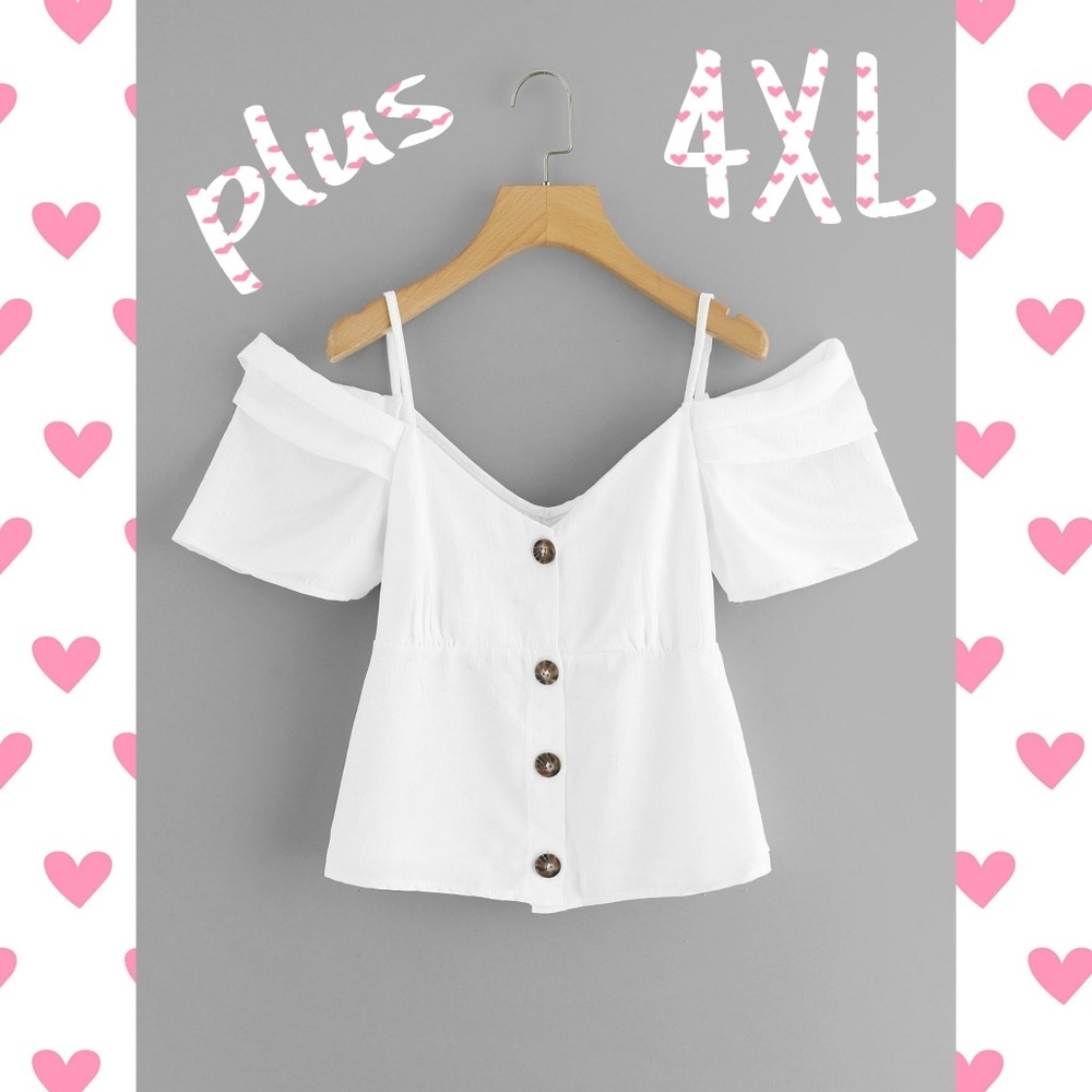 Plus 4x Cold shoulder white top